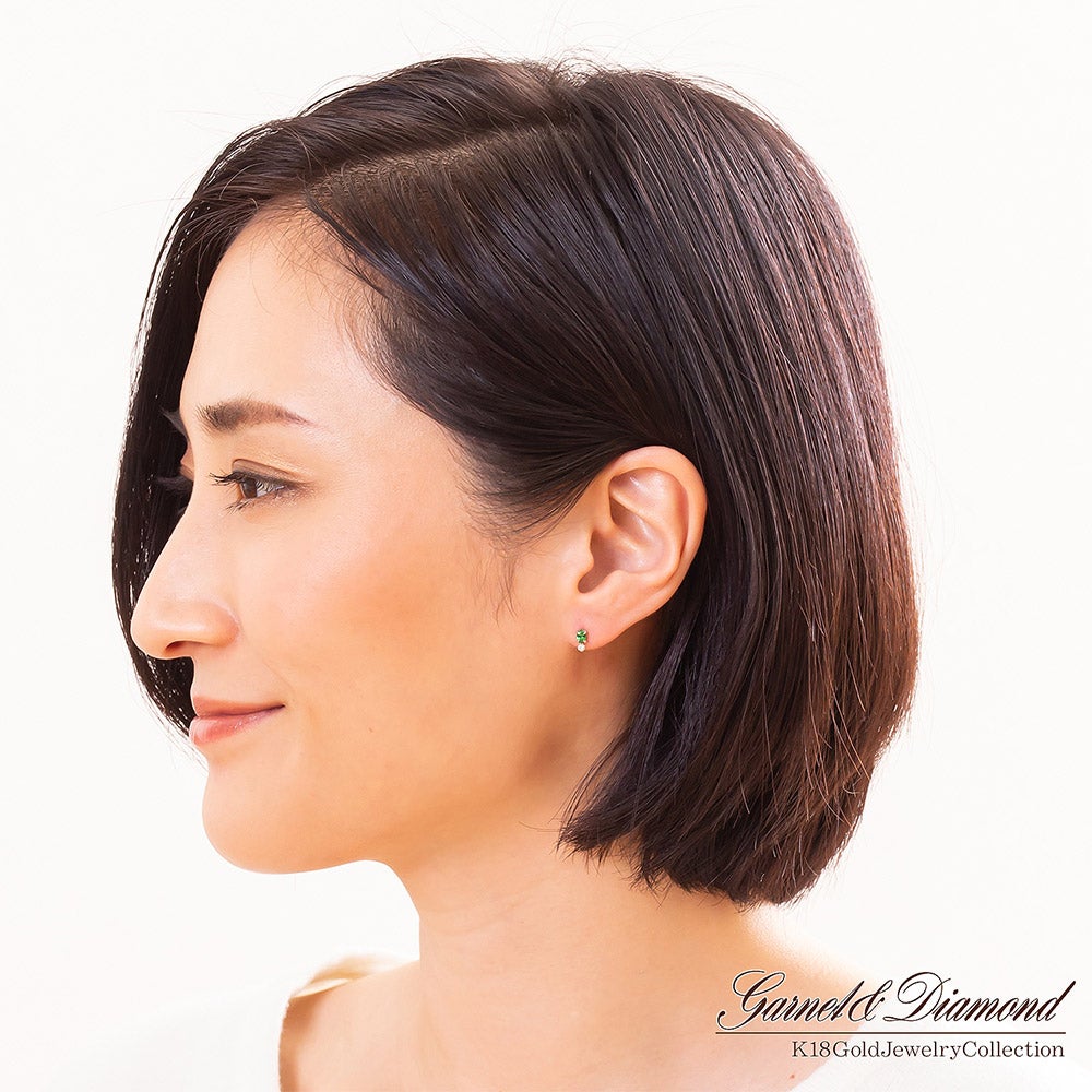 K18 グリーンガーネット＆ダイヤモンド ピアス_10