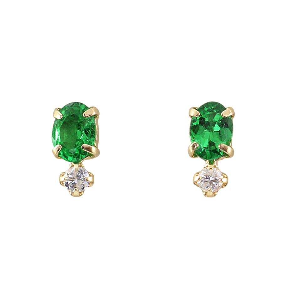 K18 グリーンガーネット＆ダイヤモンド ピアス | Jewelry ROLA