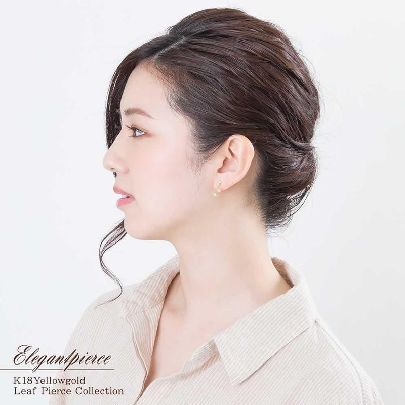 K18YG ペリドット&トパーズ リーフピアス 11月の誕生石_04