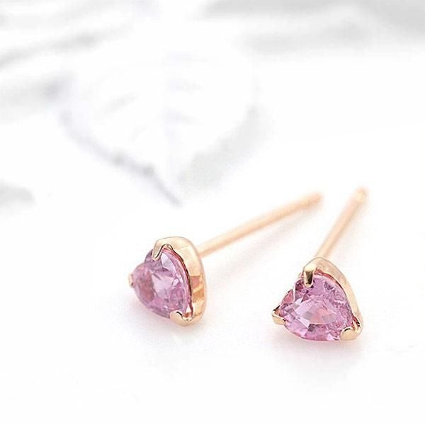 K18PG ピンクサファイア ハートピアス 9月の誕生石_02