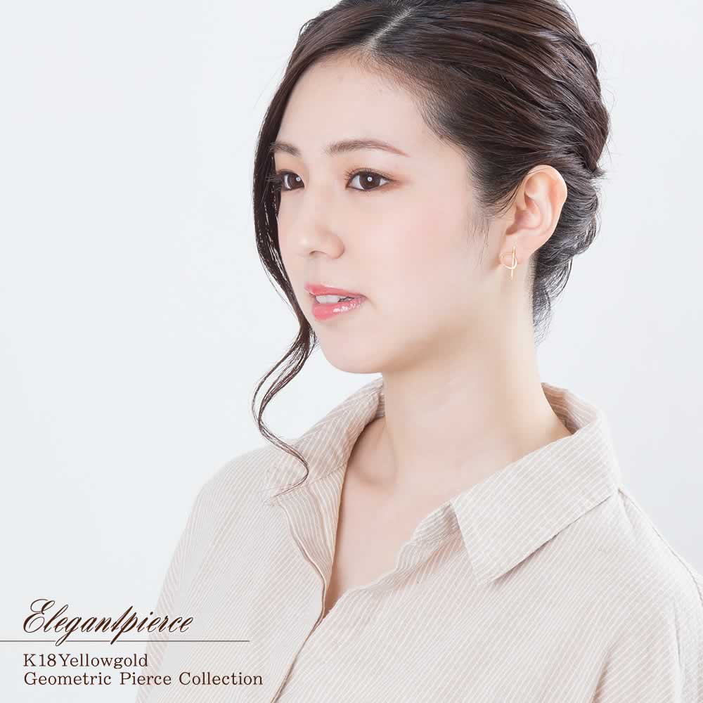 K18YG バー&リングモチーフ ピアス_04