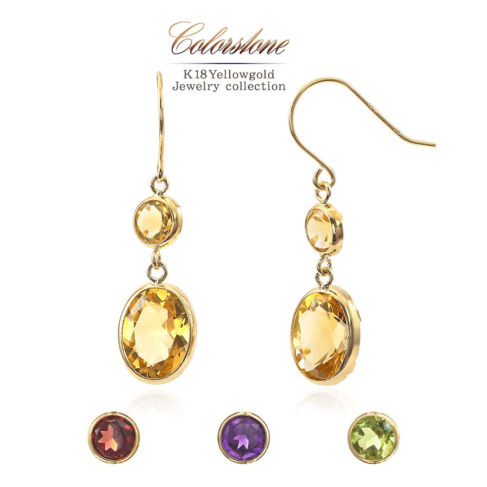 K18YG ガーネットroアメジストorペリドットorシトリン フックピアス_01