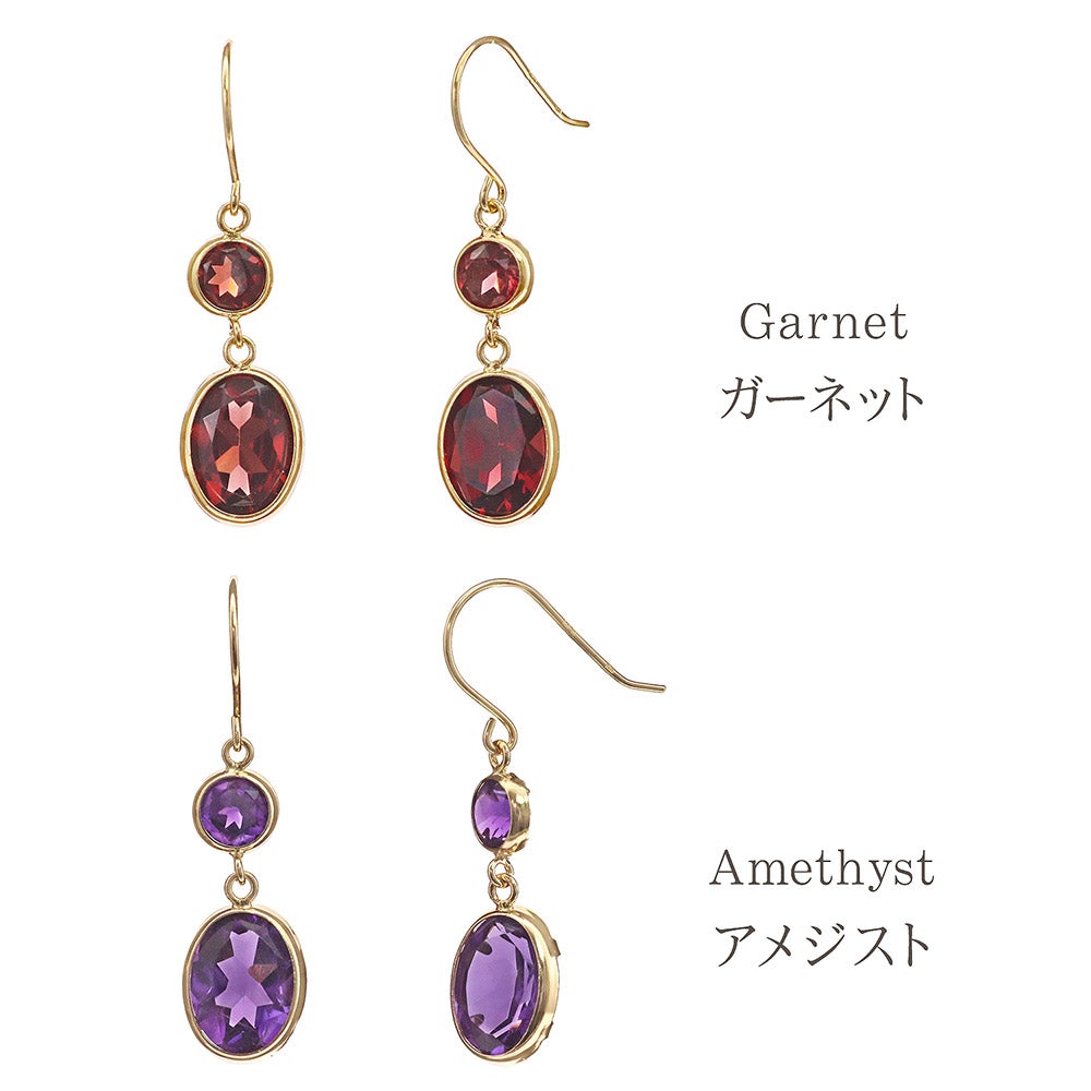 K18YG ガーネットroアメジストorペリドットorシトリン フックピアス_04