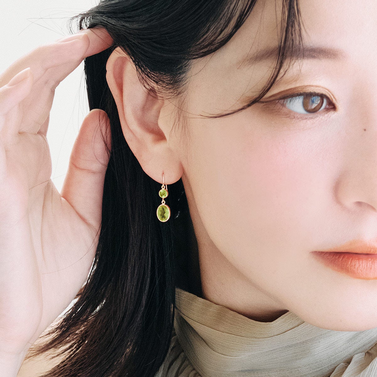 K18YG ガーネットroアメジストorペリドットorシトリン フックピアス_11