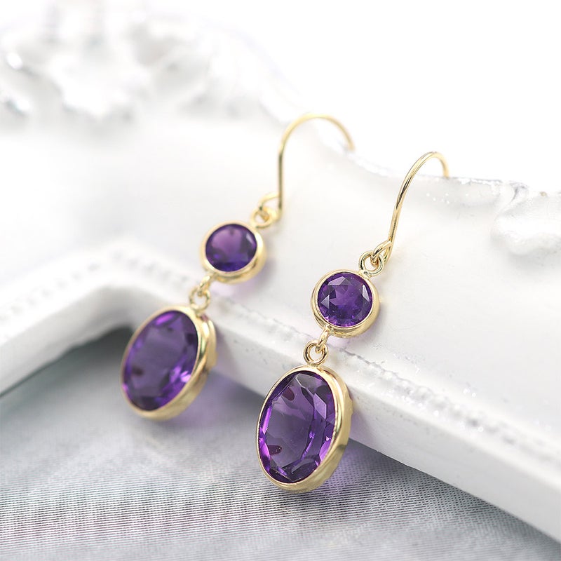 K18YG ガーネットroアメジストorペリドットorシトリン フックピアス_12