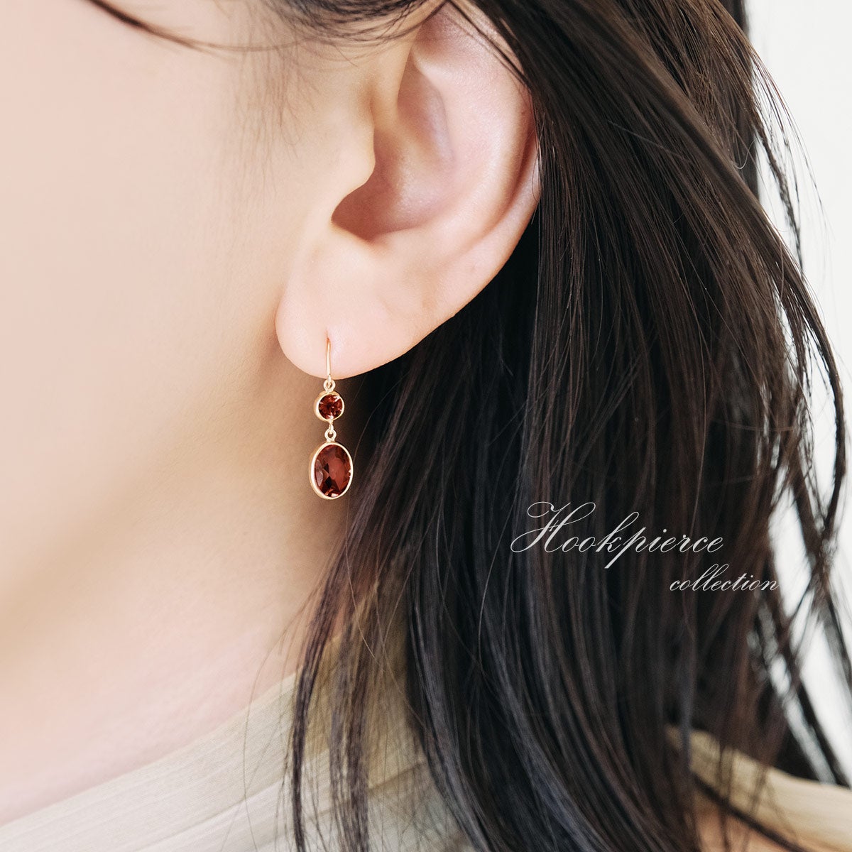K18YG ガーネットroアメジストorペリドットorシトリン フックピアス_15