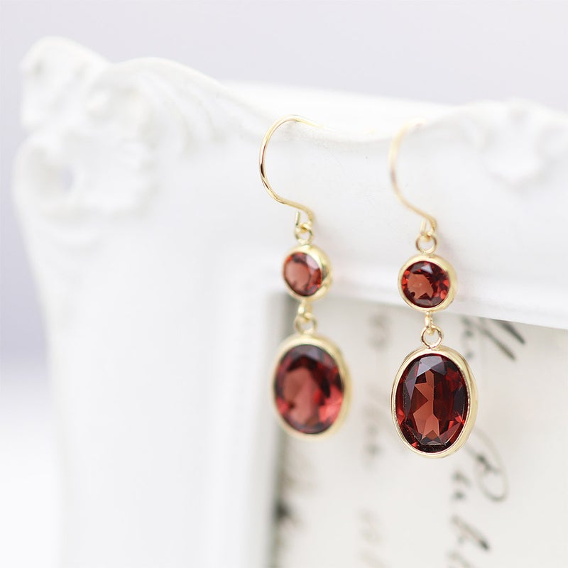 K18YG ガーネットroアメジストorペリドットorシトリン フックピアス_18