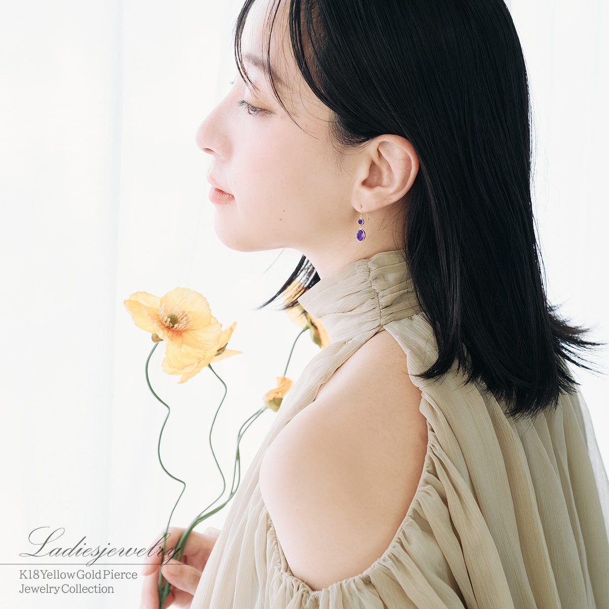 K18YG ガーネットroアメジストorペリドットorシトリン フックピアス_19