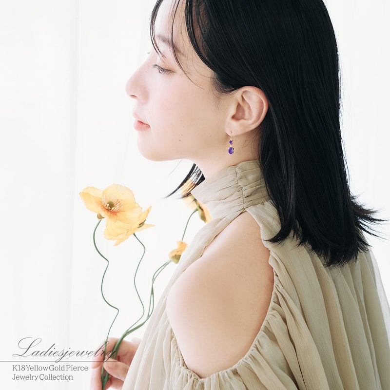 K18YG ガーネットroアメジストorペリドットorシトリン フックピアス_19