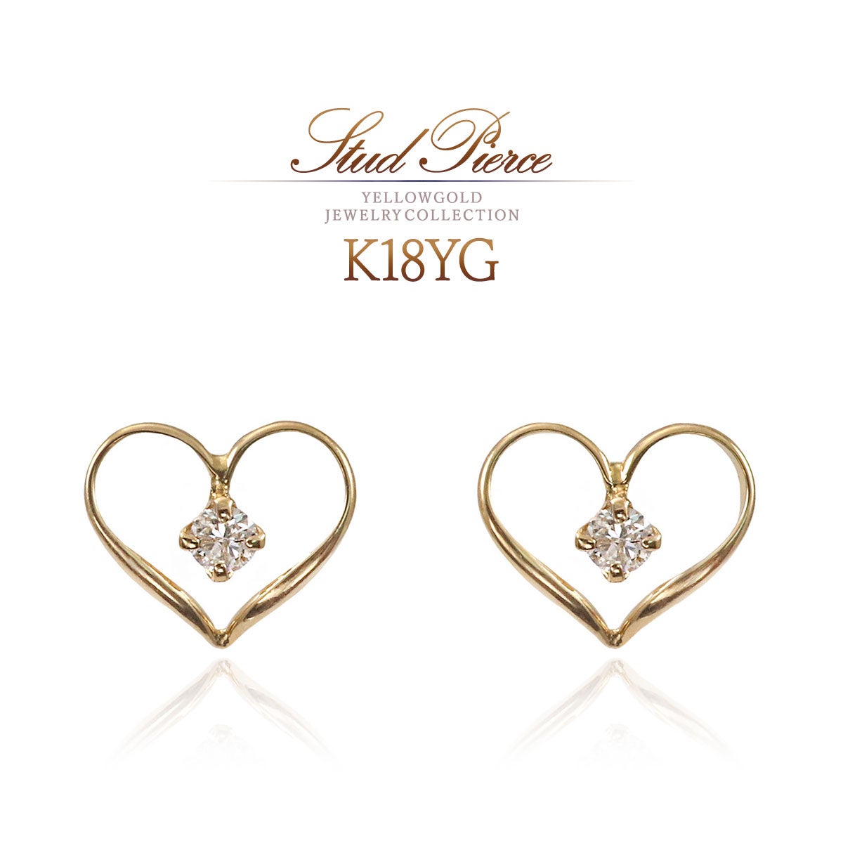 K18YG ダイヤモンド ハートピアス_01