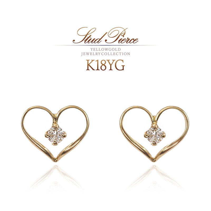 K18YG ダイヤモンド ハートピアス_01