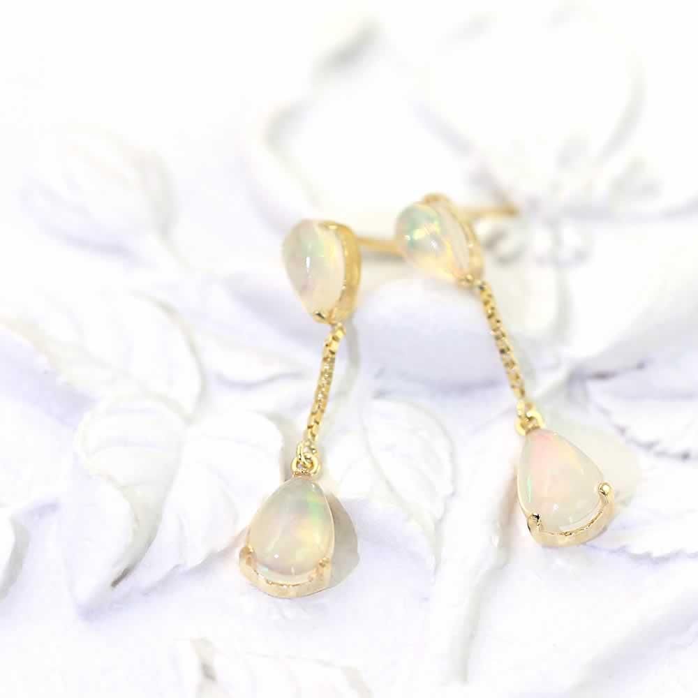 K18YG エチオピア産オパール ピアス 10月誕生石_02