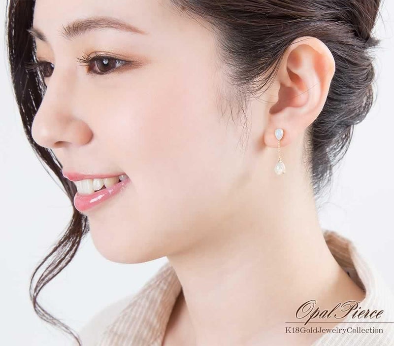 K18YG エチオピア産オパール ピアス 10月誕生石_05