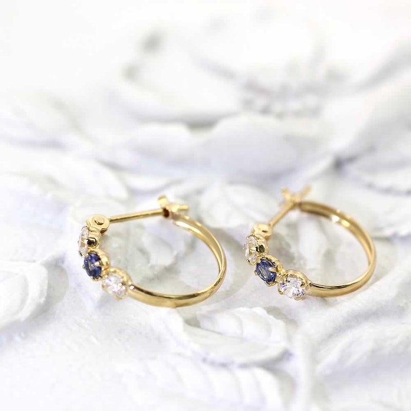 K18YG サファイア フープピアス 9月の誕生石_02