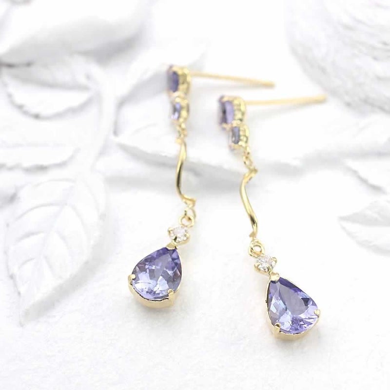 K18 タンザナイト&ダイヤモンド ロングピアス_02