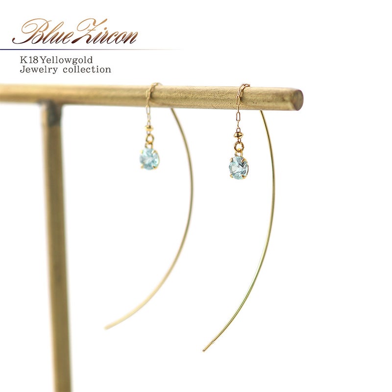 K18YG ブルージルコンピアス_01