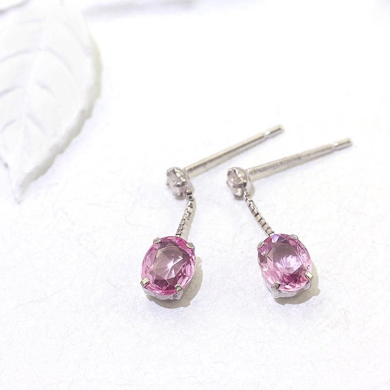 K18WG ピンクサファイア&ダイヤモンド ピアス  9月誕生石_02