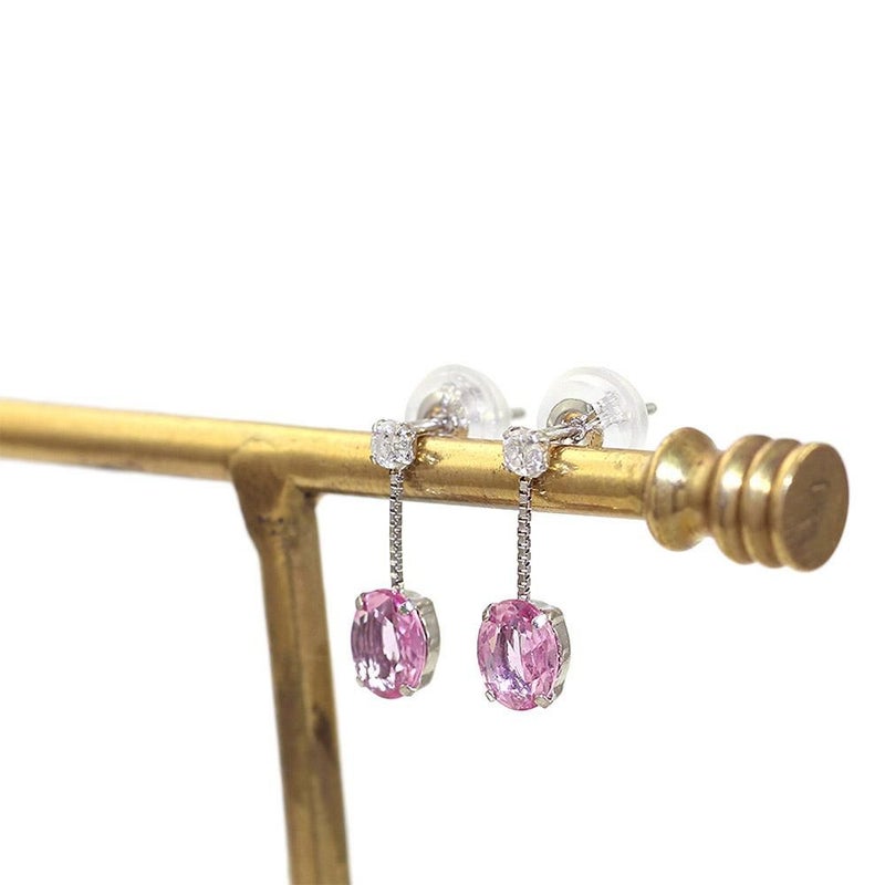 K18WG ピンクサファイア&ダイヤモンド ピアス  9月誕生石_03
