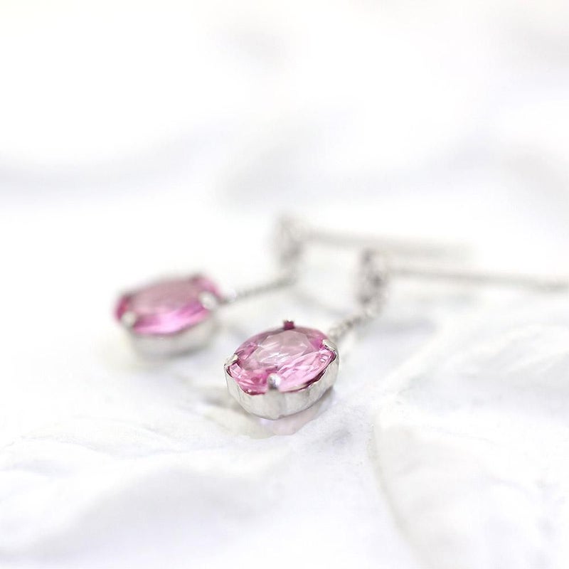 K18WG ピンクサファイア&ダイヤモンド ピアス  9月誕生石_04