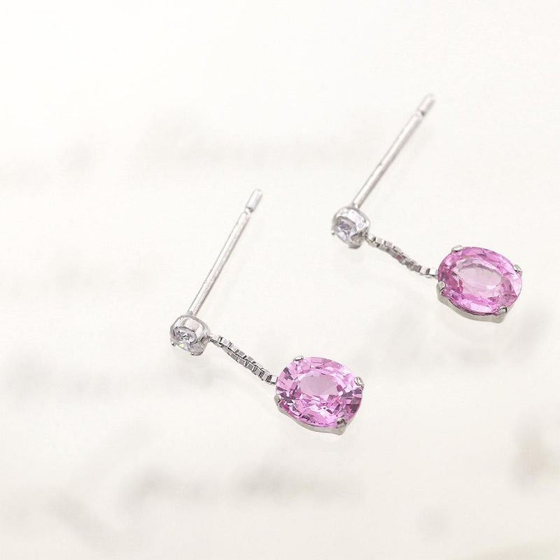 K18WG ピンクサファイア&ダイヤモンド ピアス  9月誕生石_05