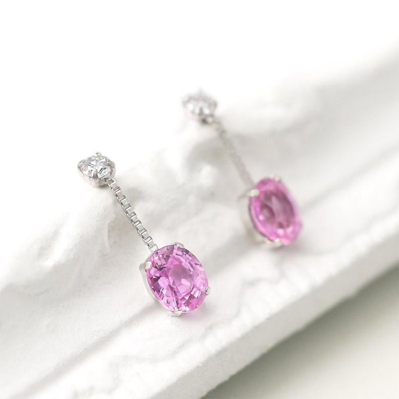K18WG ピンクサファイア&ダイヤモンド ピアス  9月誕生石_11