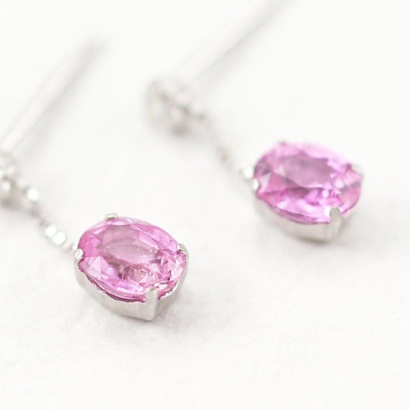 K18WG ピンクサファイア&ダイヤモンド ピアス  9月誕生石_12