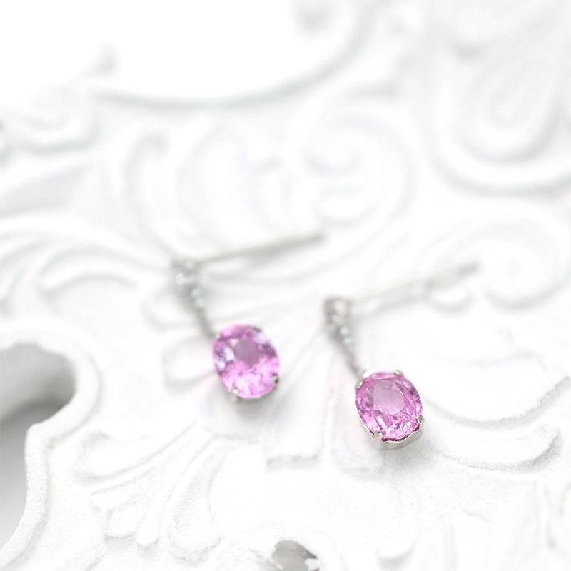 K18WG ピンクサファイア&ダイヤモンド ピアス  9月誕生石_13