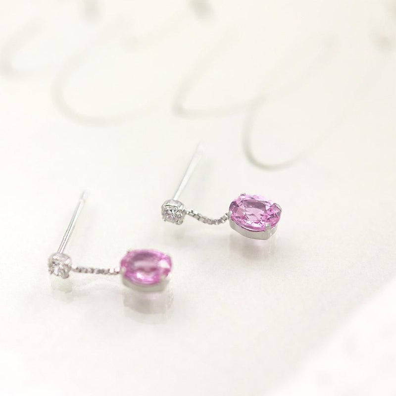 K18WG ピンクサファイア&ダイヤモンド ピアス  9月誕生石_14