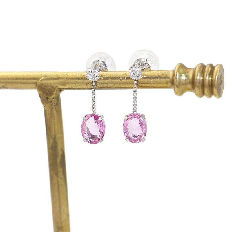 K18WG ピンクサファイア&ダイヤモンド ピアス  9月誕生石_15