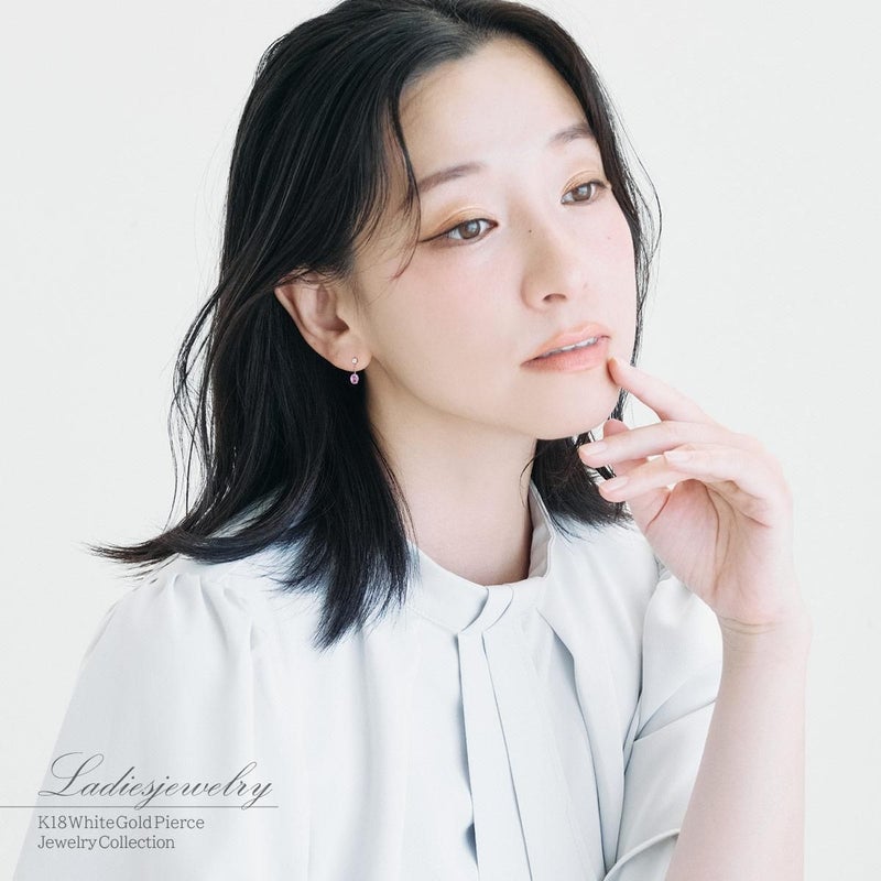 K18WG ピンクサファイア&ダイヤモンド ピアス  9月誕生石_16