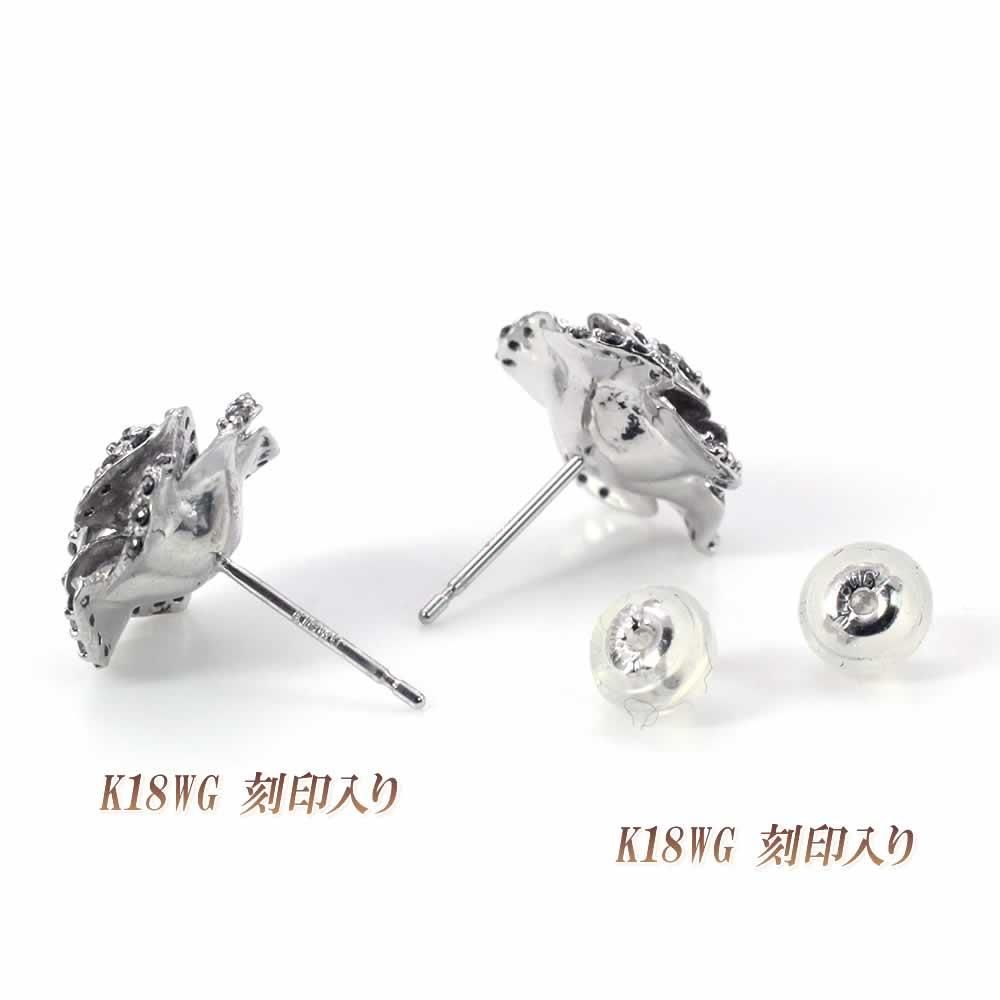 K18WG ルビー／サファイア／ブラックダイヤモンド ローズピアス_03