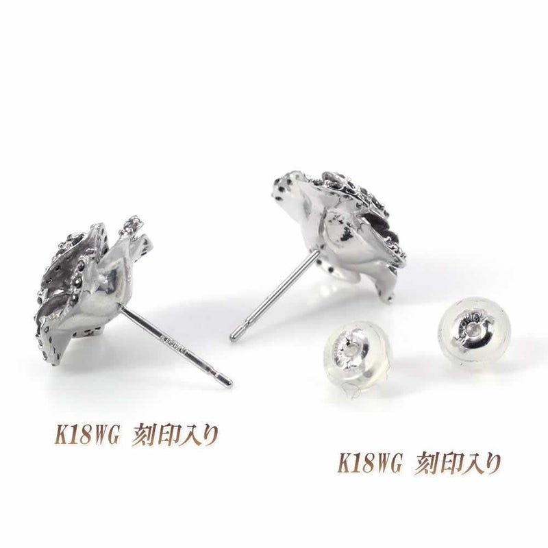 K18WG ルビー／サファイア／ブラックダイヤモンド ローズピアス_03