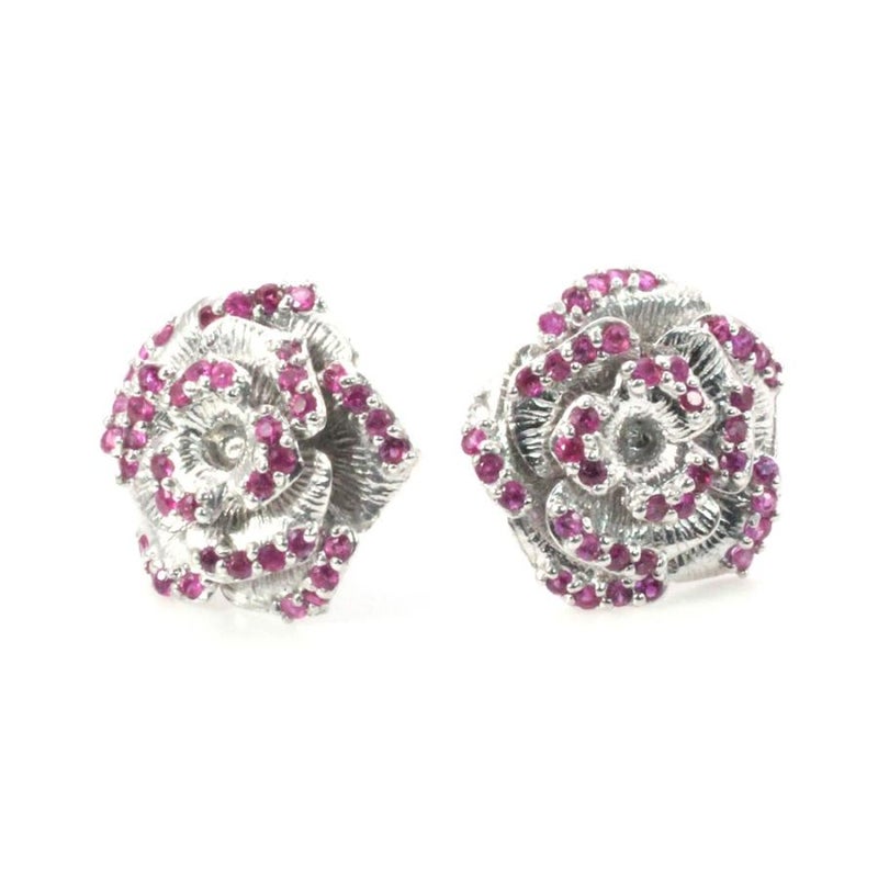 K18WG ルビー／サファイア／ブラックダイヤモンド ローズピアス_21