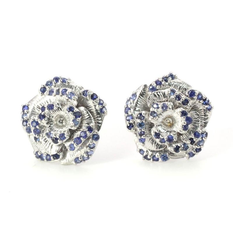 K18WG ルビー／サファイア／ブラックダイヤモンド ローズピアス_22