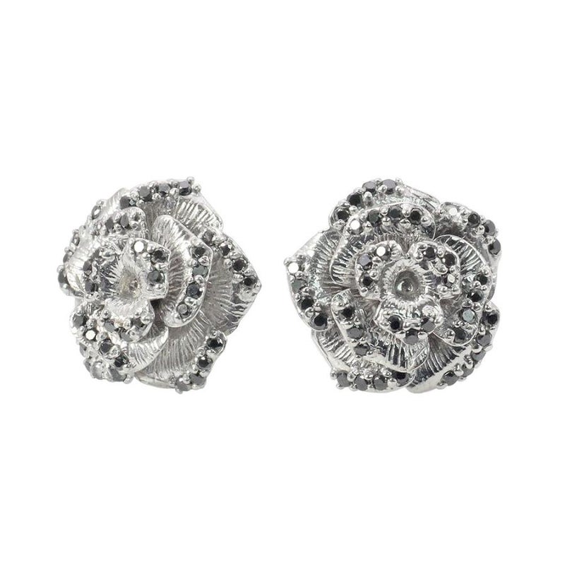 K18WG ルビー／サファイア／ブラックダイヤモンド ローズピアス_23