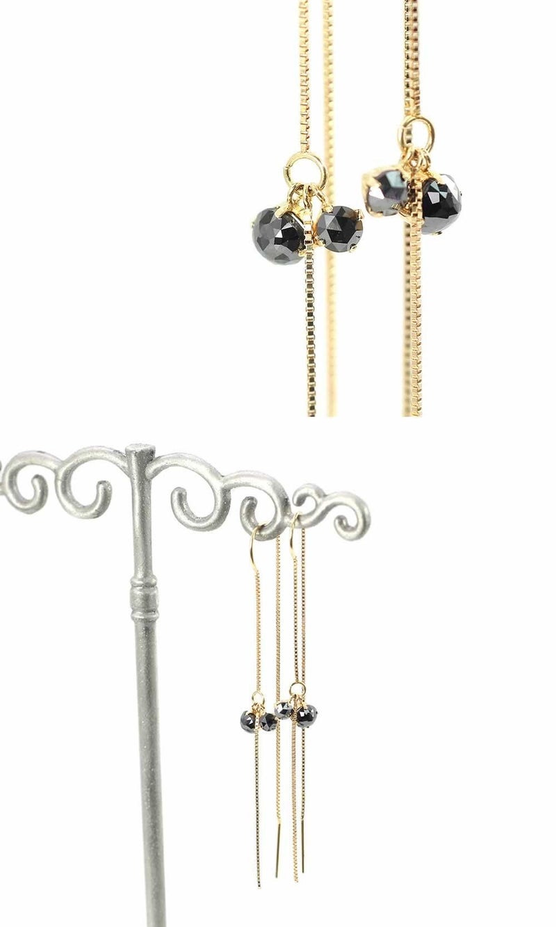 K18 ブラックダイヤモンド アメリカンピアス_02