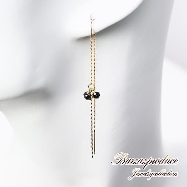 K18 ブラックダイヤモンド アメリカンピアス_05