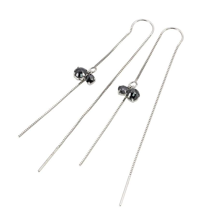 K18 ブラックダイヤモンド アメリカンピアス_21