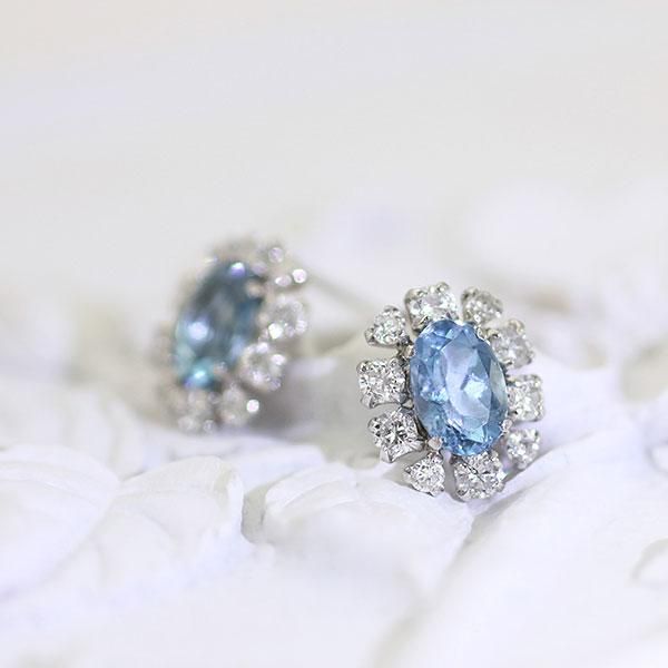 K18WG アクアマリン1.0ct ダイヤモンド0.5ct フラワーピアス_03