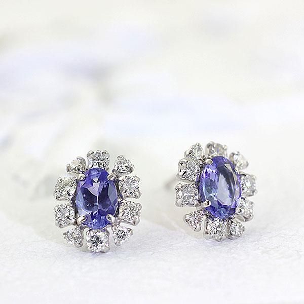 K18WG タンザナイト 1.0ct ダイヤモンド 0.5ct フラワーピアス_03