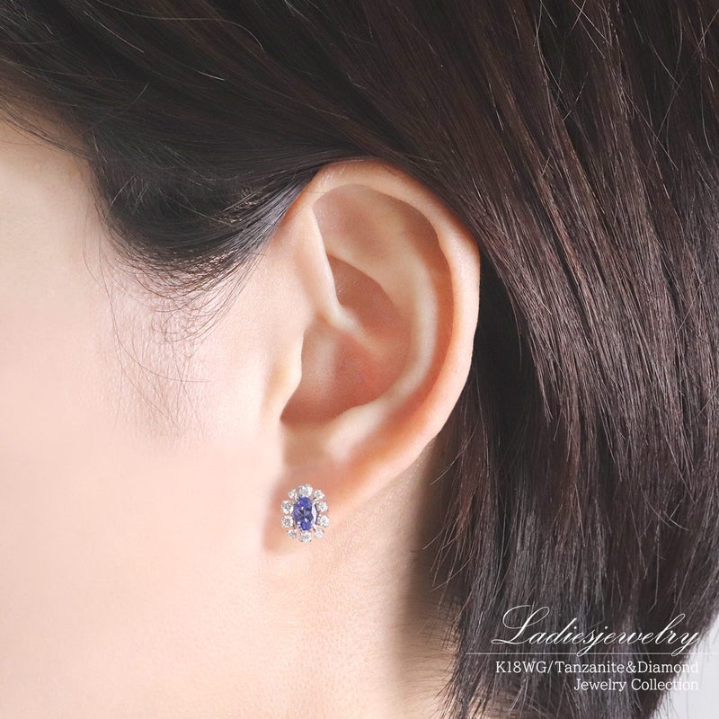 K18WG タンザナイト 1.0ct ダイヤモンド 0.5ct フラワーピアス_05