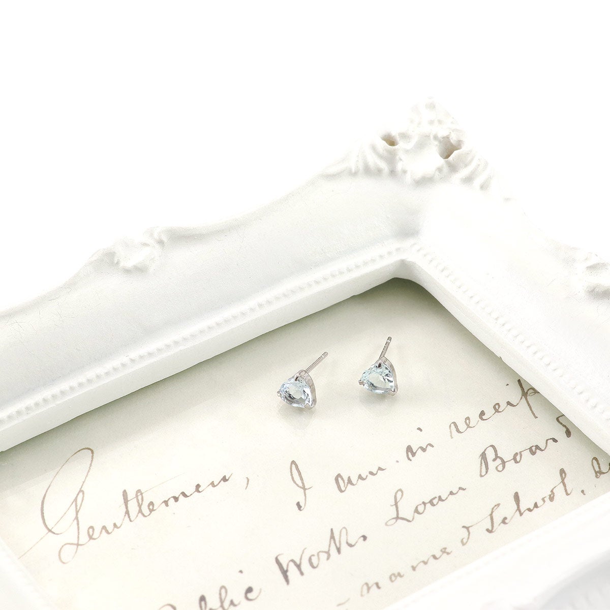 Pt900 アクアマリン ハートピアス_10