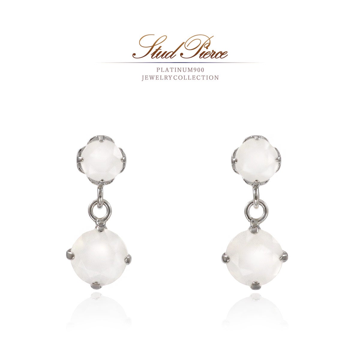 Pt900 ムーンストーン ピアス_01
