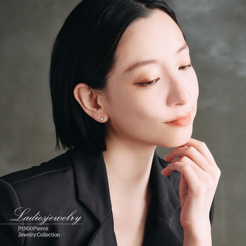 Pt900 ひし形モチーフ ピアス_11