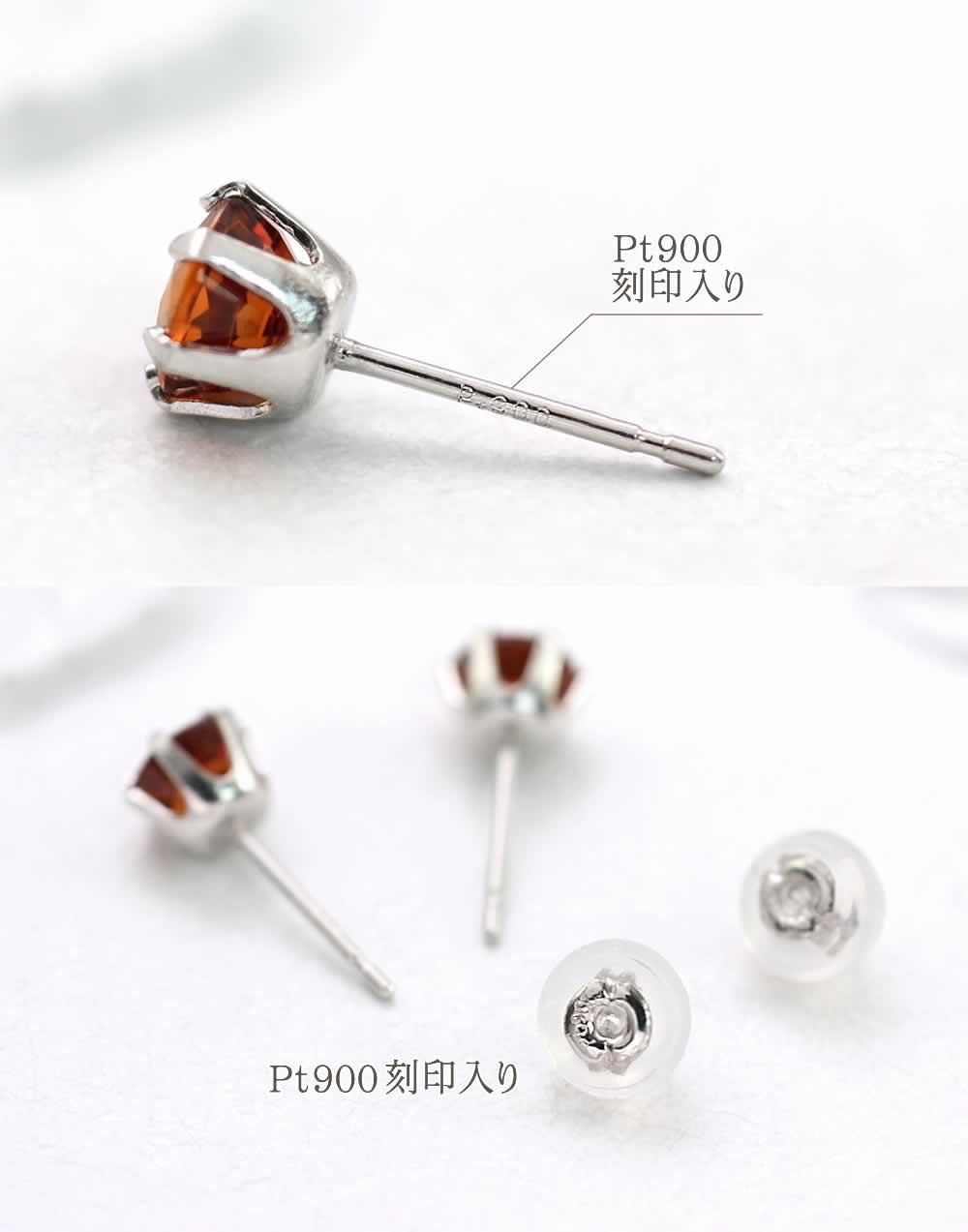Pt900 マンダリンガーネット ピアス_05