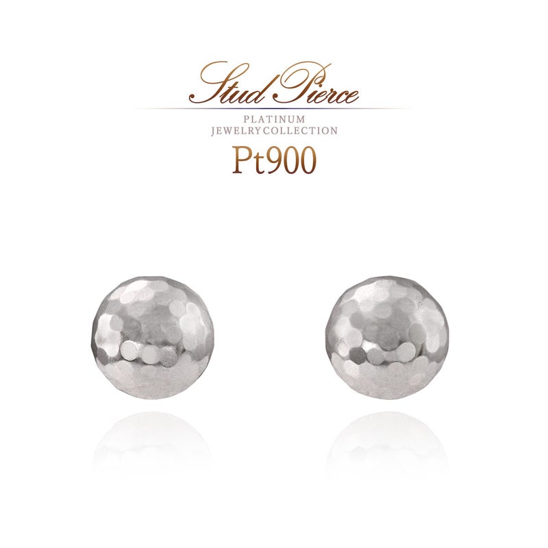 Pt900 丸玉 ミラーボールピアス_01