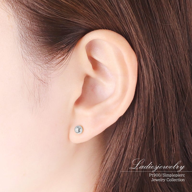 Pt900 丸玉 ミラーボールピアス_10