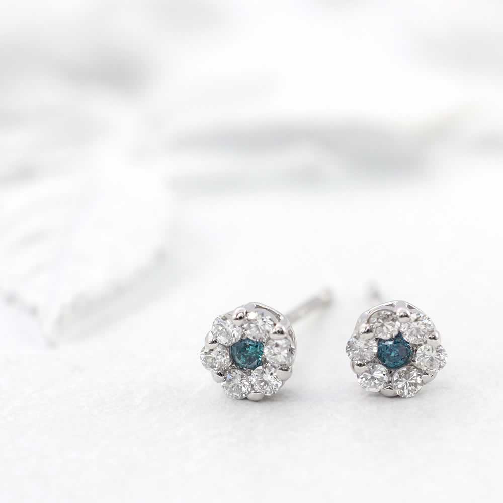 Pt900 ダイヤモンド＆ブルーダイヤモンド ピアス_02