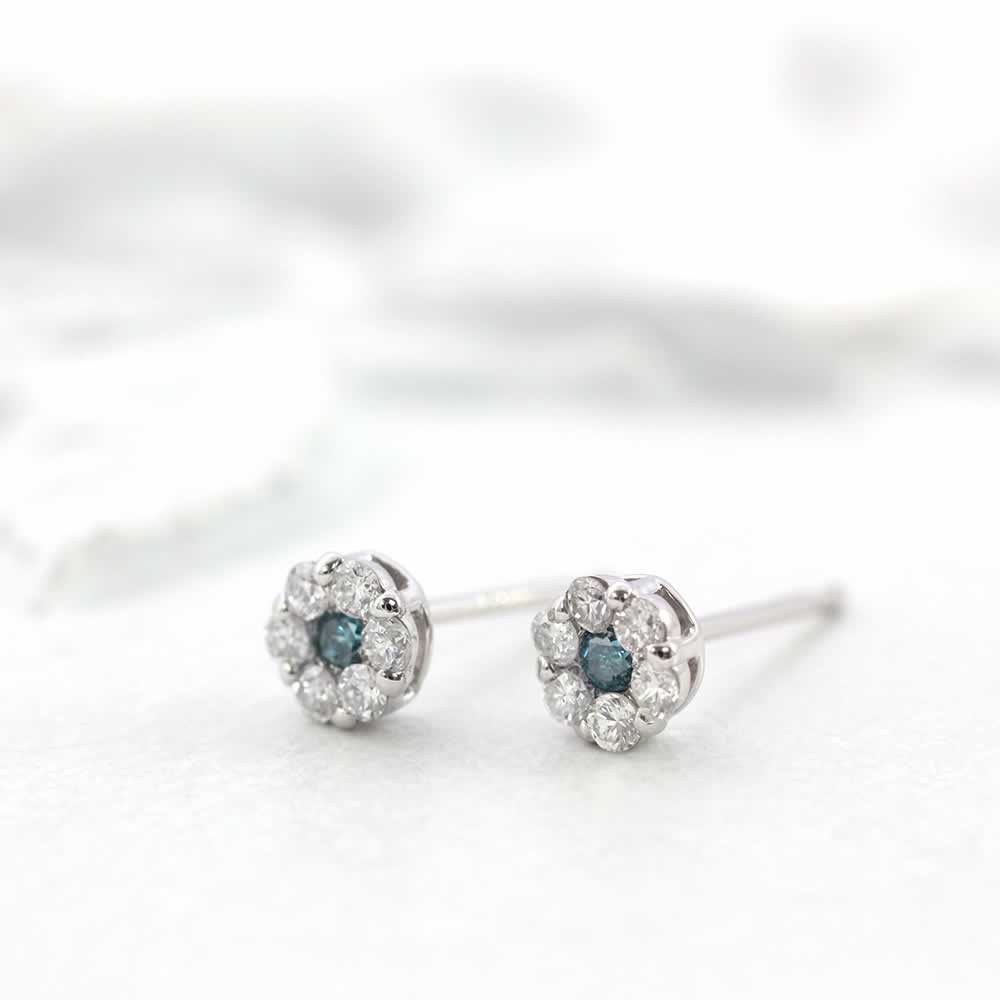Pt900 ダイヤモンド＆ブルーダイヤモンド ピアス_04