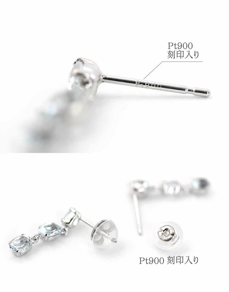 Pt900 アクアマリン トリロジーピアス_05